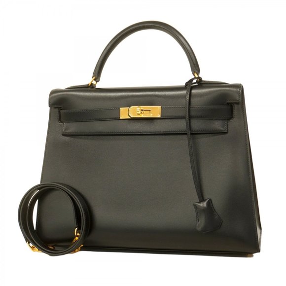 Hermes Hermès Kelly 32 Handbag, Box Calf, Black, 〇A Stamp, Women's - Picture 1 of 13